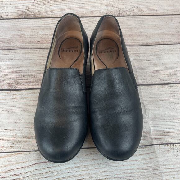 DANSKO Jessica Black Nappa Womens Sz 40 (9.5-10) Clogs Black Leather Floral Shoe - Picture 3 of 10